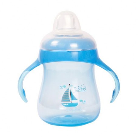 Поилка-непроливайка Lindo LI 711 с силиконовым носиком и ручками, синяя, 250 мл