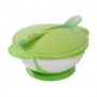 Детская тарелка на присоске Lindo А 50 с крышкой и ложкой, салатовая, 250 мл