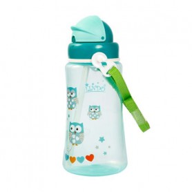 Поилка-непроливайка Lindo А 41 с силиконовой трубочкой и ремешком, от 9 месяцев, зеленая, 360 мл