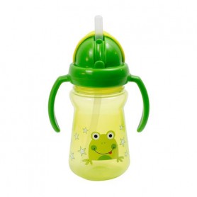 Поилка-непроливайка Lindo LI 733 с ручками и силиконовой трубочкой, от 6 месяцев, зеленая, 180 мл