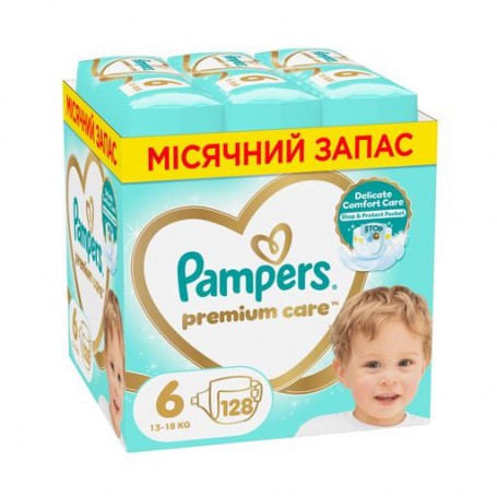 Подгузники Pampers Premium Care размер 6 (13-18 кг), 128 шт