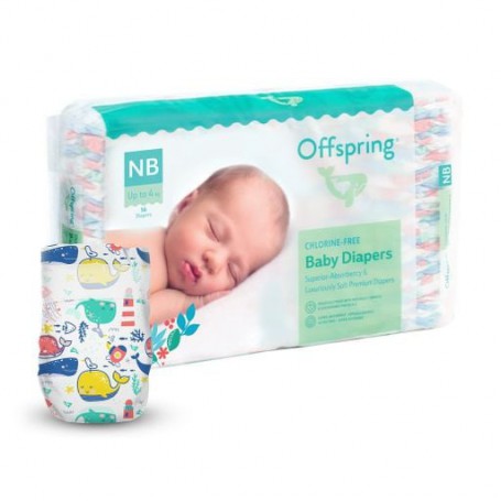 Подгузники Offspring Willy the Whale, размер NB (до 4 кг), 56 шт