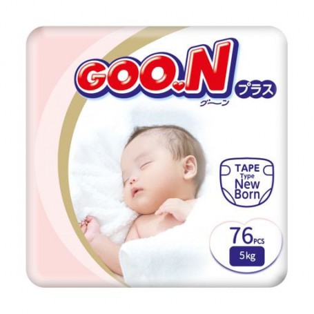 Подгузники Goo.N Plus унисекс, размер NB (для новорожденных до 5 кг), 76 шт