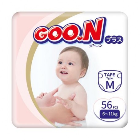 Подгузники Goo.N Plus унисекс, размер М (для детей 6-11 кг), 56 шт