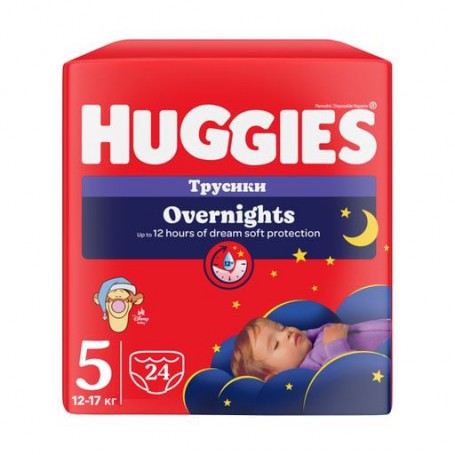 Подгузники-трусики Huggies Overnights Pants, размер 5 (12-17 кг), 24 шт