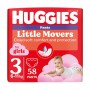 Подгузники-трусики Huggies Little Movers Pants для девочек, размер 3 (6-11 кг), 58 шт