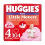 Подгузники-трусики Huggies Little Movers Pants для девочек, размер 4 (9-14 кг), 104 шт
