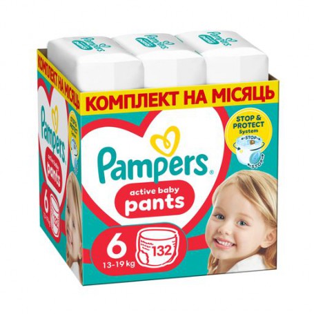 Подгузники-трусики Pampers Active Baby Pants размер 6 (13-19 кг), 132 шт