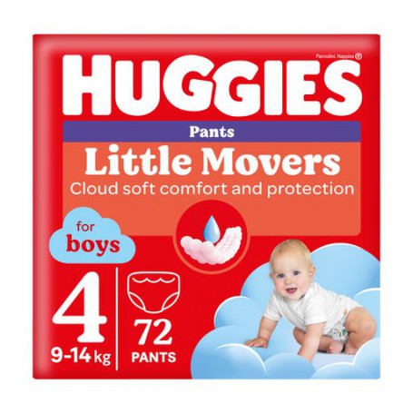 Подгузники-трусики Huggies Little Movers Pants для мальчиков, размер 4 (9-14 кг), 72 шт