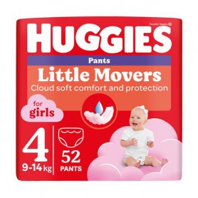 Подгузники-трусики Huggies Little Movers Pants для девочек, размер 4 (9-14 кг), 52 шт