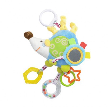 Мягкая игрушка-погремушка с прорезывателем Lindo Еж, голубая, с рождения, 38*14*9 см (F 1013)