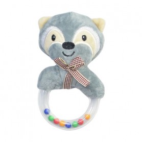 Мягкая игрушка-погремушка с пластиковым кольцом Lindo Енот, с рождения, 15*9*5 см (F 1020)