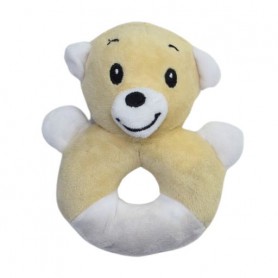 Мягкая игрушка-погремушка с мягким кольцом Lindo Мишка, с рождения, 11*11*4 см (F 1021)