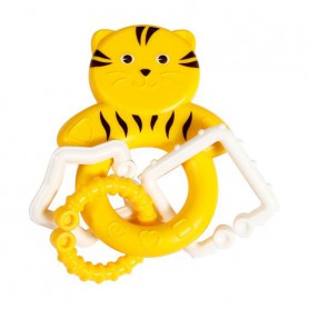 Игрушка-погремушка Lindo Котик с кольцами, желтая, от 6 месяцев (1617)