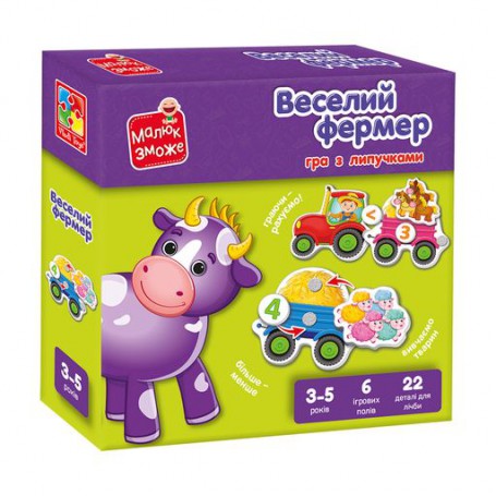 Развивающая игра с липучками Vladi Toys Весёлый фермер, от 3 лет, 28 элементов (VT2100-13)