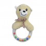 Мягкая игрушка-погремушка с пластиковым кольцом Lindo Мишка, с рождения, 15*9*5 см (F 1020)