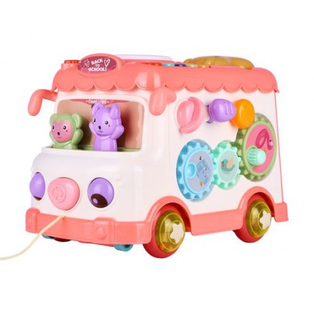 Детская развивающая игрушка-сортер Sobe Bear Автобус, розовый, от 6 месяцев, 26*19*19 (YL1033-1/HJ093001031)