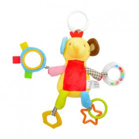 Мягкая игрушка-погремушка с прорезывателем Lindo Слон, желтая, с рождения, 38*14*9 см (F 1013)