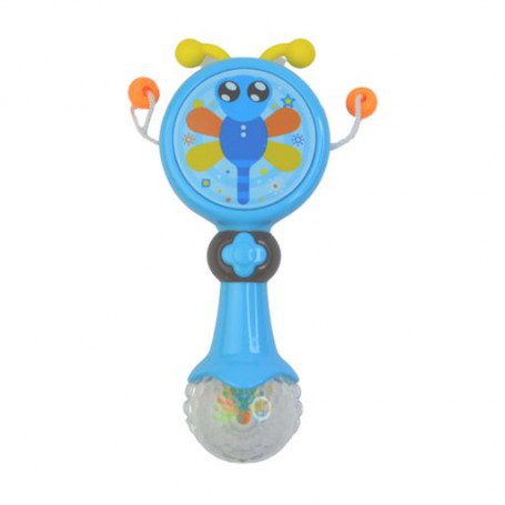 Музыкальная игрушка-погремушка Lindo синяя, от 1 года, 15*7*4 см (HE0515)