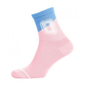 Носки подростковые Siela RT1323-113 высокие, спортивные, розовые с полоской и буквой O, размер 31-34