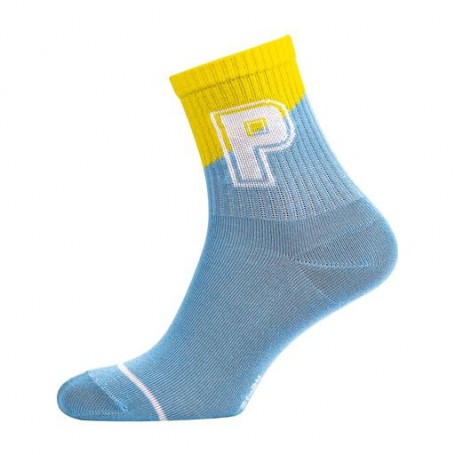 Носки подростковые Siela RT1323-113 высокие, спортивные, синие с полоской и буквой P, размер 31-34