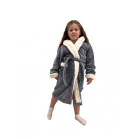 Детский махровый халат 122-140 см Серый (П4К-Al-kid-halat-001/1) (1050697)