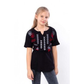 Вишиванка для дівчинки з коротким рукавом Носи своє 158 Чорний (p-16438-189821) (1307185)