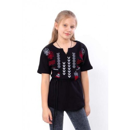 Вишиванка для дівчинки з коротким рукавом Носи своє 122 Чорний (p-16438-189815) (1307175)