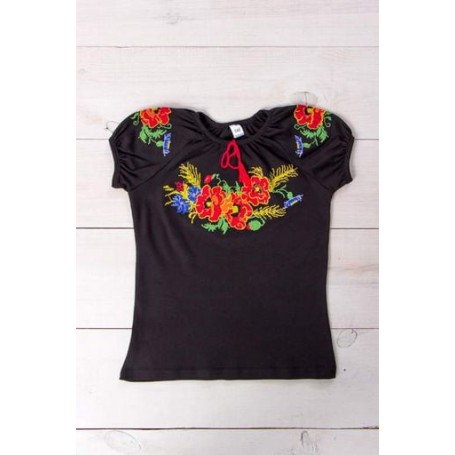 Вишиванка для дівчаток з коротким рукавом Носи своє 134 Чорний (p-3639-49413) (1307738)