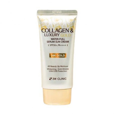 Солнцезащитный крем для лица 3W Clinic Collagen & Luxury Gold Water-Full Serum Sun Cream SPF 50+ PA++++, 50 мл