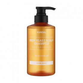 Пивной шампунь Kundal Beer Yeast Hair Loss Relief Shampoo Herb Mint для объема тонких волос, 500 мл