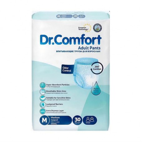 Подгузники-трусы для взрослых Dr.Comfort размер M (70-120 см), 30 шт