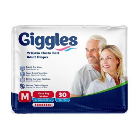 Подгузники для взрослых Giggles размер M (85-125 см), 30 шт