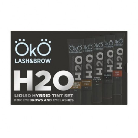 Набор красок для бровей и ресниц OkO Lash & Brow Liquid Hybrid Tint H2O (краска, 5*15 мл + окислитель, 30 мл)