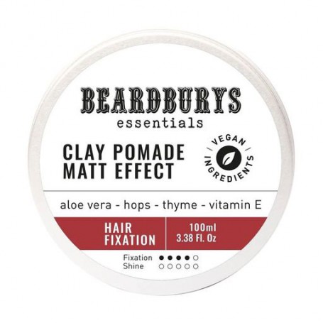 Мужская матовая помада для укладки волос Beardburys Essentials Clay Pomade Matt Effect, 100 мл