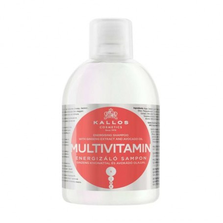 Шампунь для волос Kallos Cosmetics Multivitamin Energising Shampoo с экстрактом женьшеня и маслом авокадо, 1 л