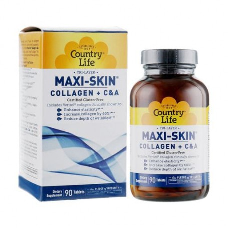 Коллаген + витамины А и С Country Life Maxi-Skin Collagen + Vitamins C&ampA, 90 таблеток