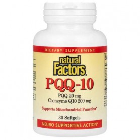 Антиоксидант Natural Factors PQQ-10, PQQ 20 mg Coenzyme Q10 200 mg 30 Softgels (1387178)