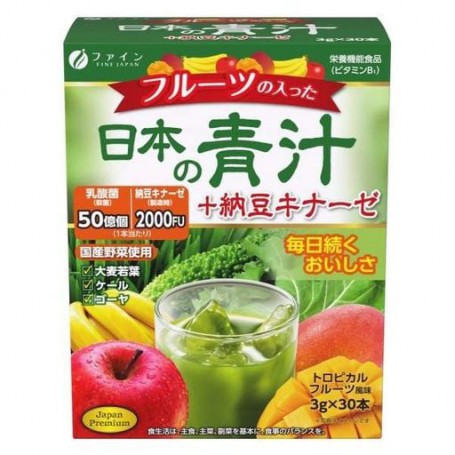 Смесь экстрактов Fine Japan Fruit Aojiru + Nattokinase 3 g 30 sticks (1140001)