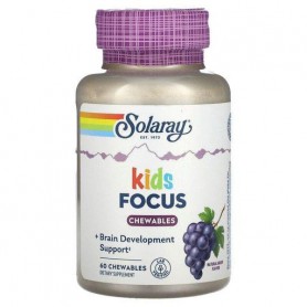 Комплекс для профилактики работы головного мозга Solaray Focus For Children 60 Chewables Grape Flavor (863167)