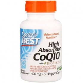 Коэнзим Doctor's Best High Absorption CoQ10 with BioPerine 400 mg 60 Veg Caps DRB-00157 (866826)