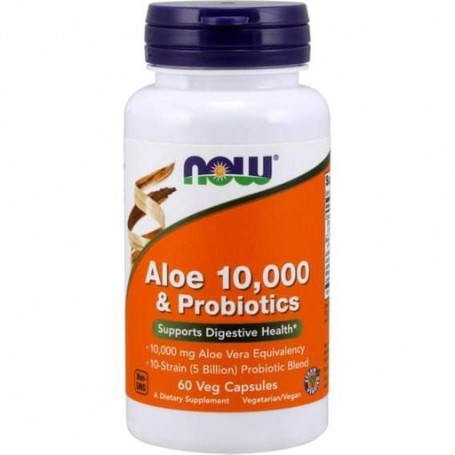 Пробиотик NOW Foods Aloe 10,000 &amp Probiotics 60 Veg Caps (861531)