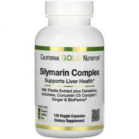 Смесь экстрактов California Gold Nutrition Silymarin Complex, Supports Liver Health 300 mg 120 Veg Caps CGN0 (1261673)