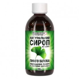 Комплекс для профилактики работы головного мозга Bioactive Universe Гинкго Билоба Натуральный сироп без сахара 200 ml /40 servin