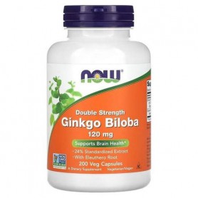 Гинкго Билоба NOW Foods Ginkgo Biloba Double Strength 120 mg 200 Veg Caps (861911)