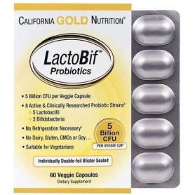 Пробиотик California Gold Nutrition LactoBif Probiotics, 5 Billion CFU 60 Veg Caps CGN00963 (861130)