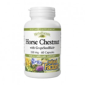 Конский каштан с виноградными косточками Natural Factors HerbalFactors Horse Chestnut with GrapeSeedRich 350 мг, 60 капсул