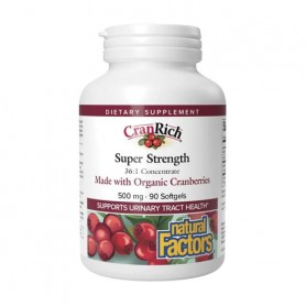Концентрат органической клюквы Natural Factors CranRich Super Strength Cranberry Concentrate 500 мг, 90 гелевых капсул