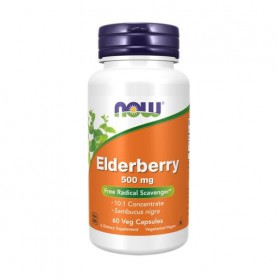 Бузина NOW foods Elderberry 500 мг, 60 капсул