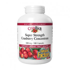 Концентрат клюквы Natural Factors CranRich Super Strength Cranberry Concentrate 500 мг, 180 капсул